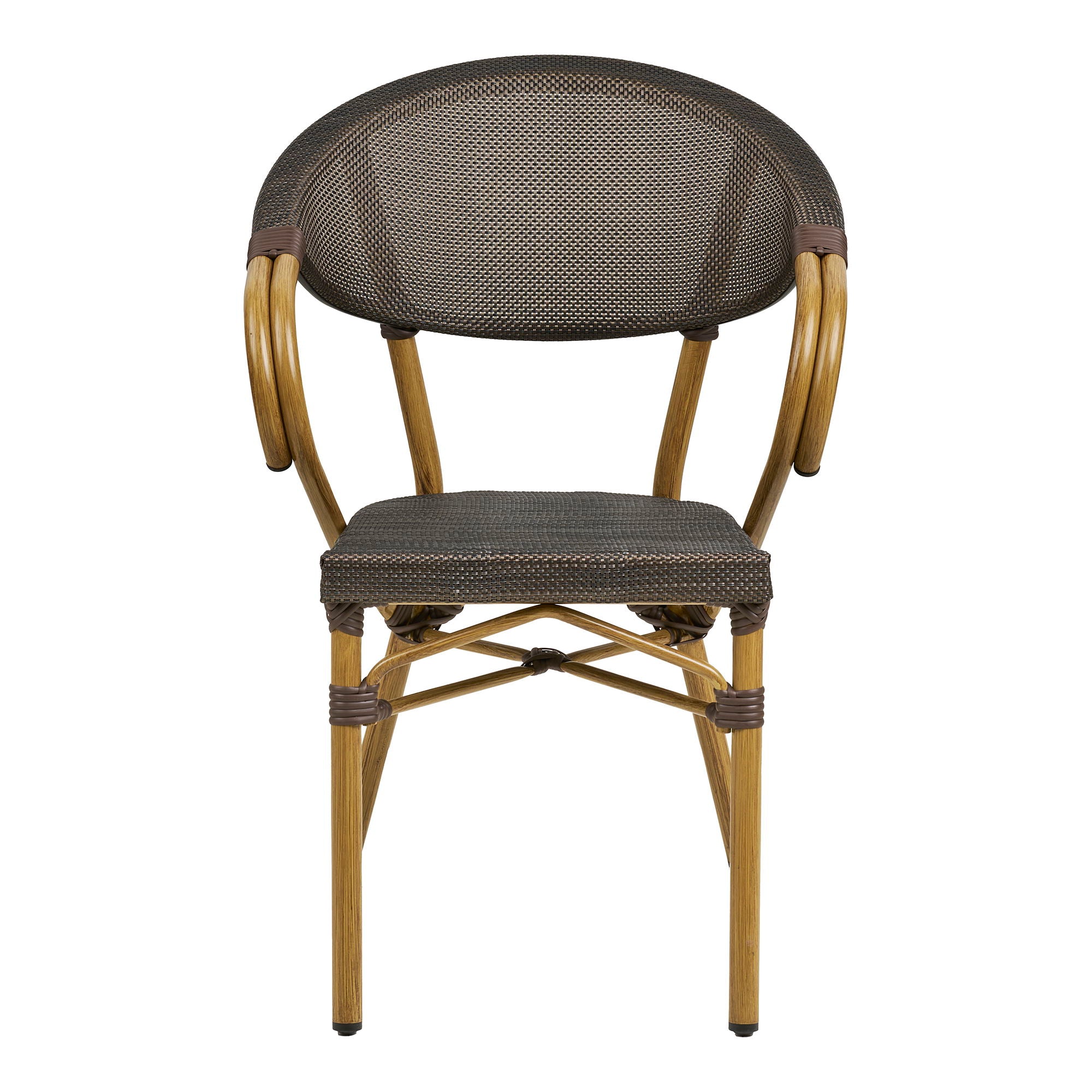 Chaise de salle à manger, marron foncé, structure effet bambou