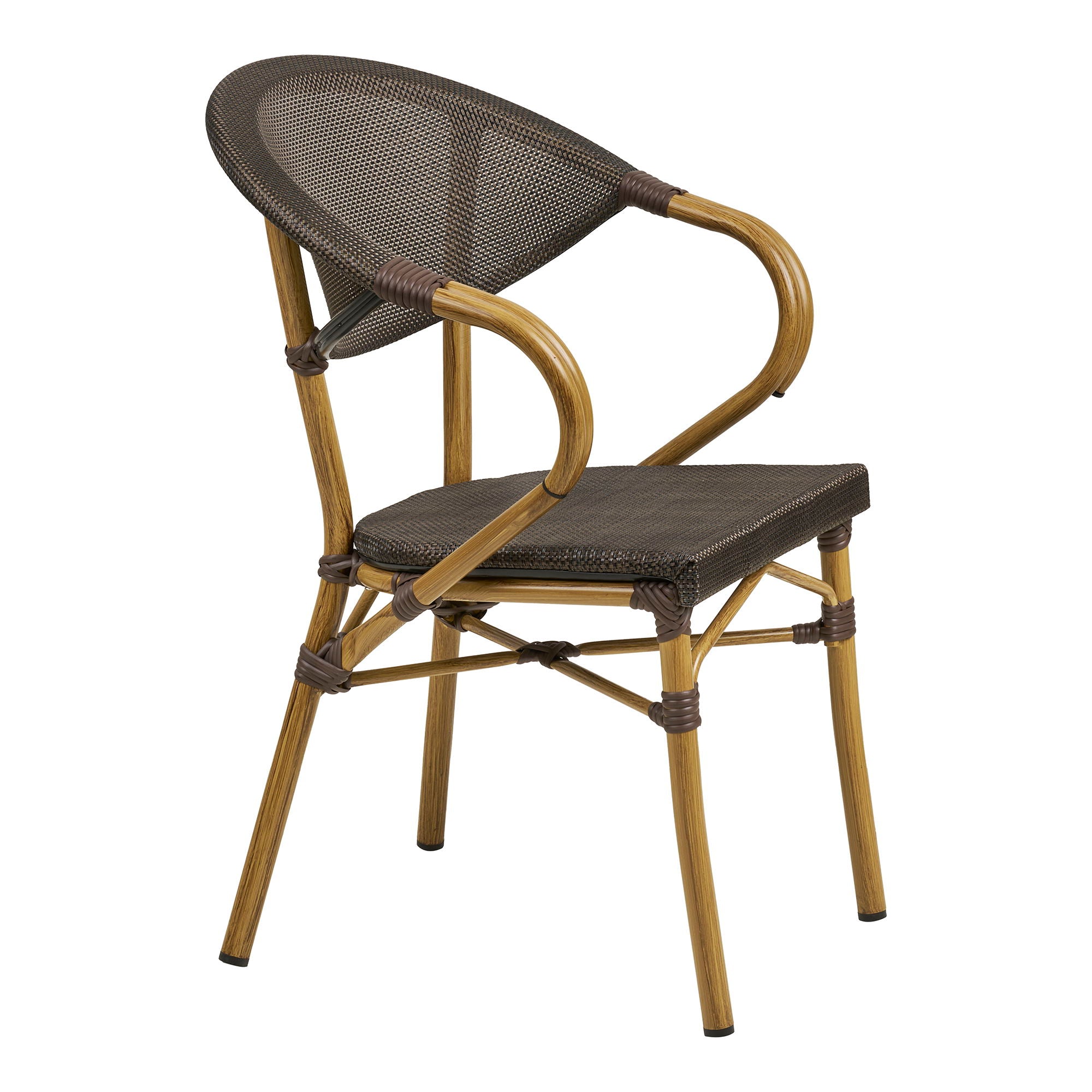 Chaise de salle à manger, marron foncé, structure effet bambou