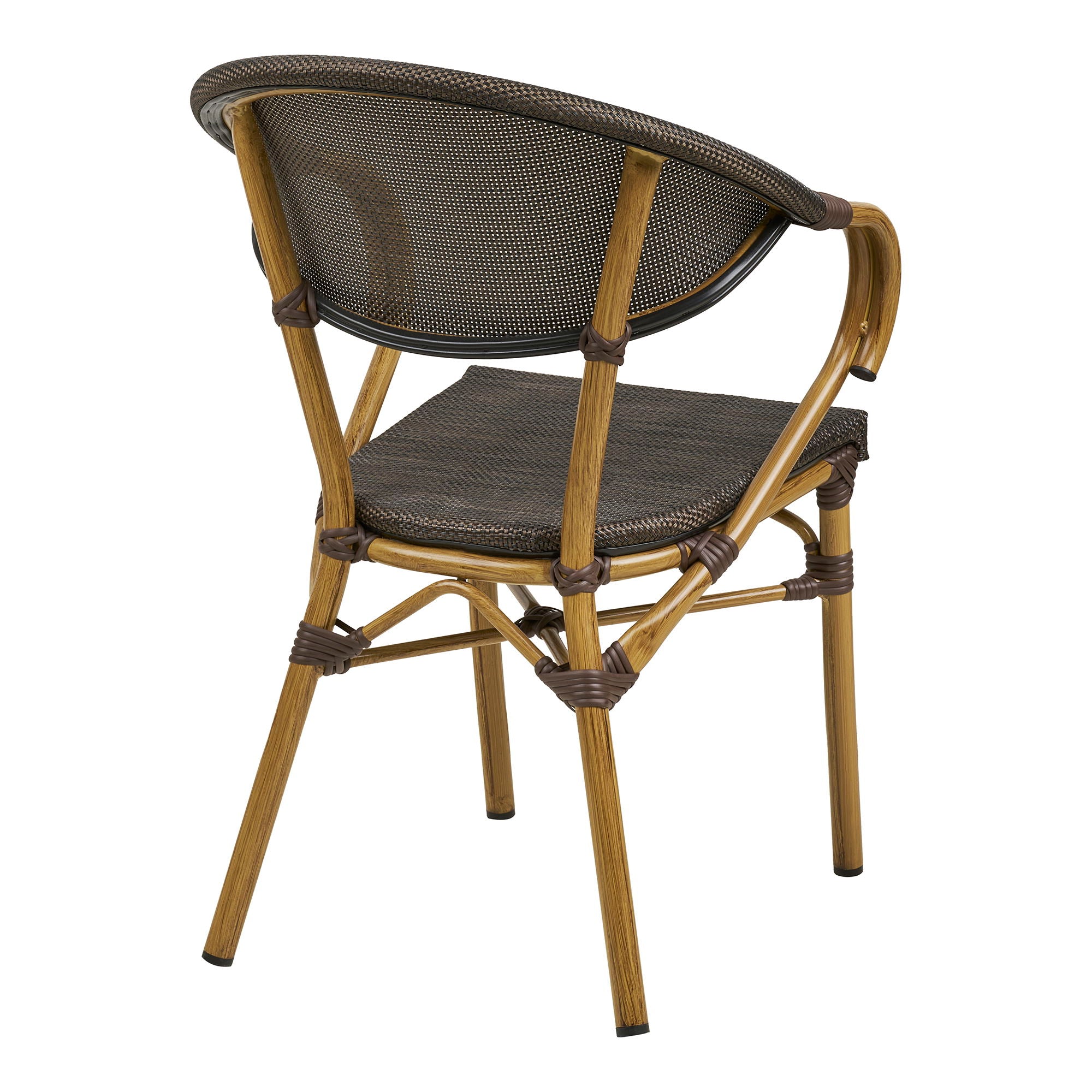 Chaise de salle à manger, marron foncé, structure effet bambou