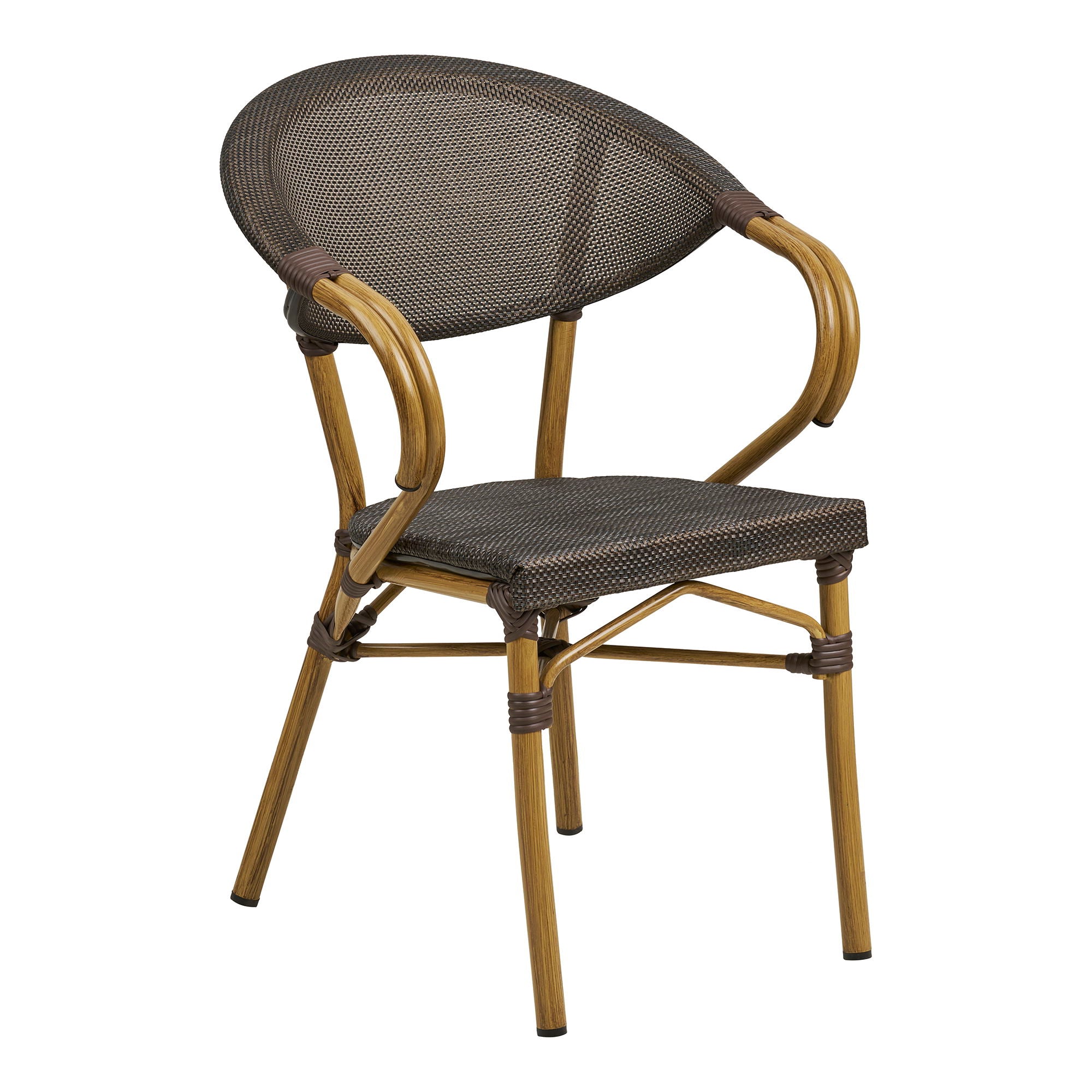 Chaise de salle à manger, marron foncé, structure effet bambou